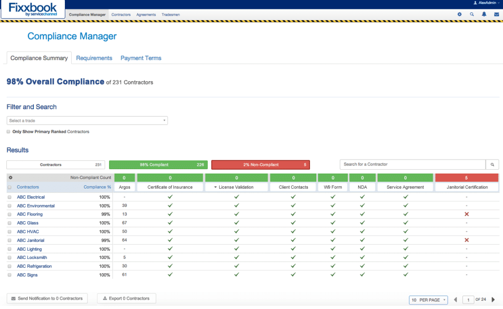 fixxbook compliance manager screenshot