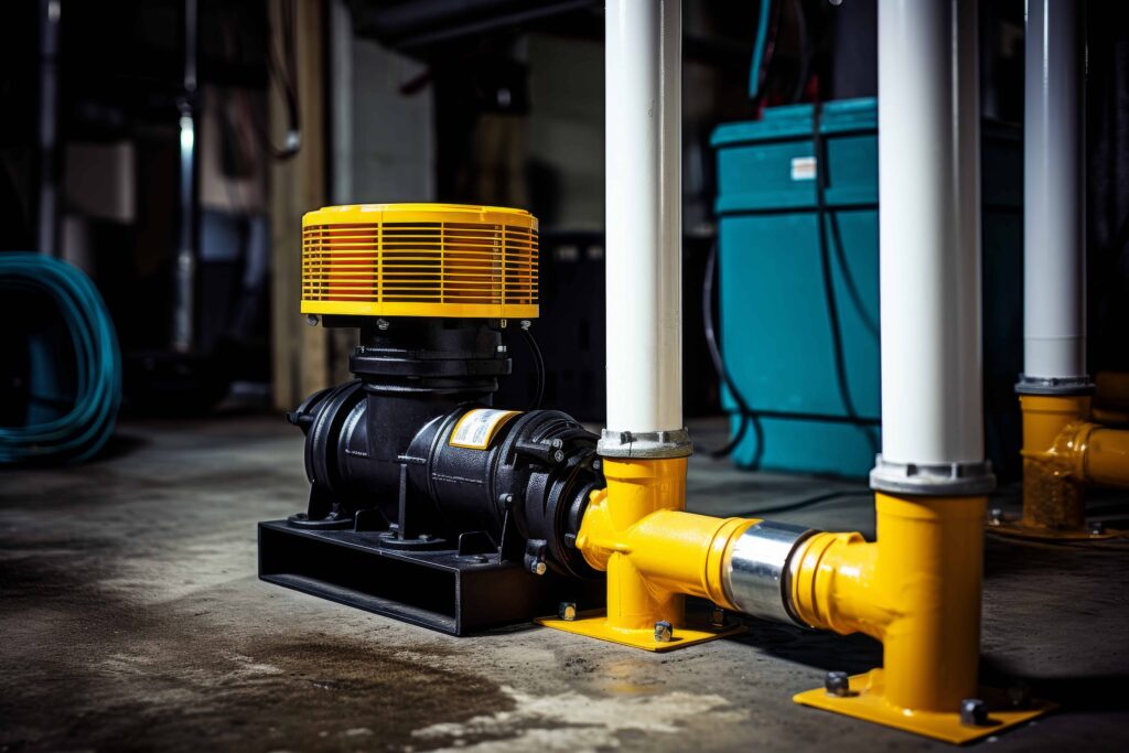 Industrial Sump Pump in a Basement